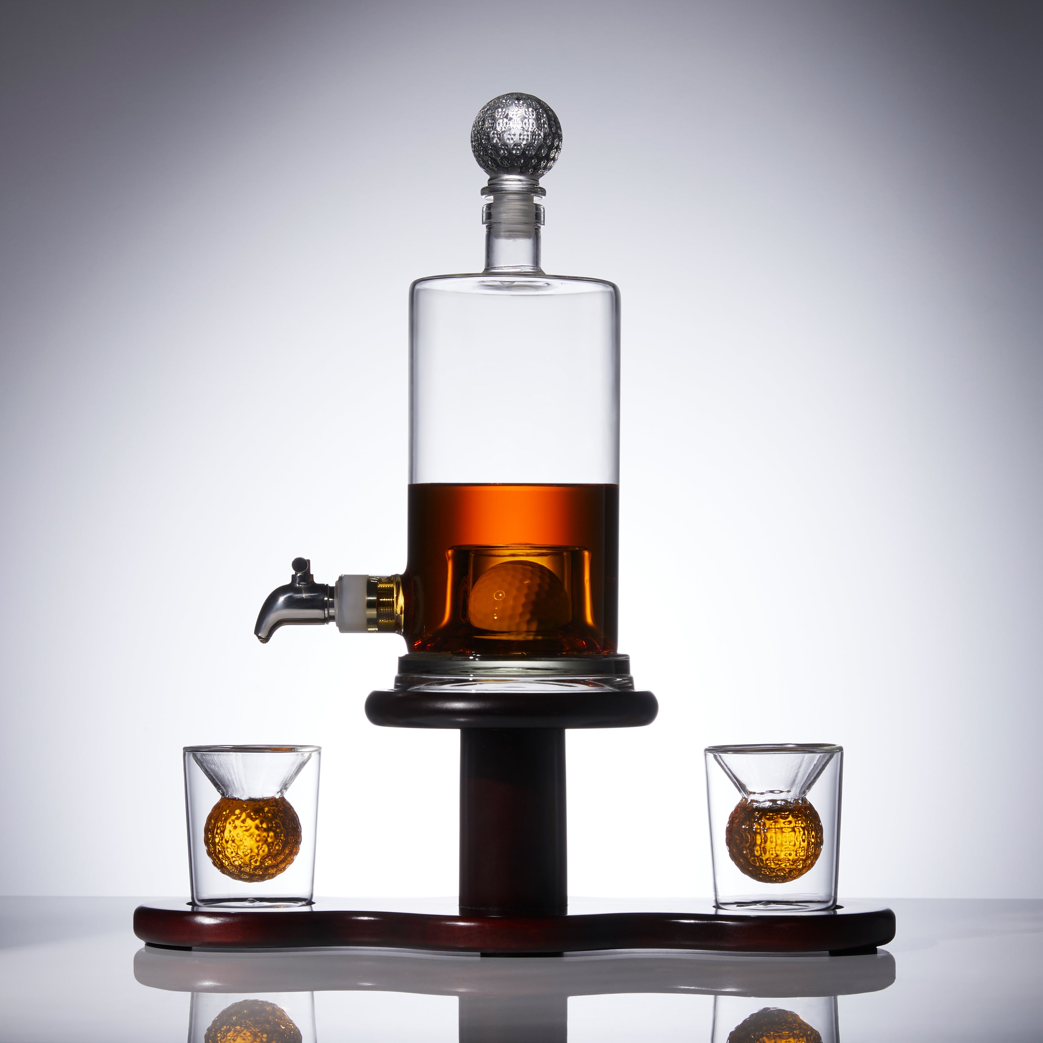 Golf-Theme Whiskey Decanter With Golf Ball-Shaped Glasses
